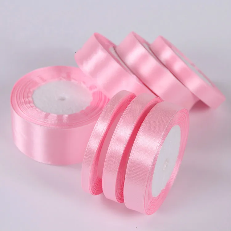 Cintas de satén rosa claro, cintas de 6mm, 10mm, 15mm, 20mm, 25mm, 40mm, 50mm, decoración de fiesta de cumpleaños, boda y Navidad, cintas para envolver regalos