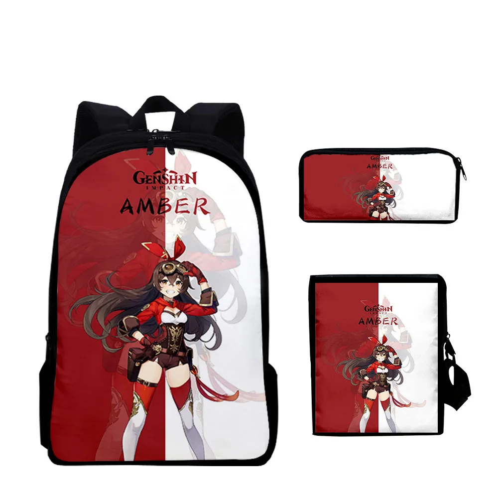 

Harajuku Popular Genshin Impact 3D Print 3pcs/Set pupil School Bags Laptop Daypack Backpack Inclined shoulder bag Pencil Case