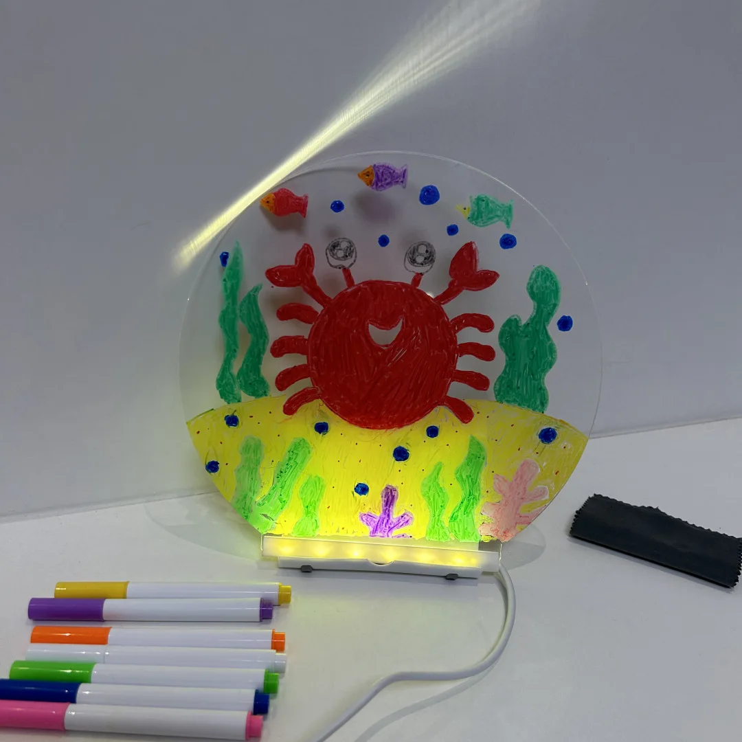 Drawing board DIY children's luminous handmade toy writing board dust-free handwriting board blackboard material LED