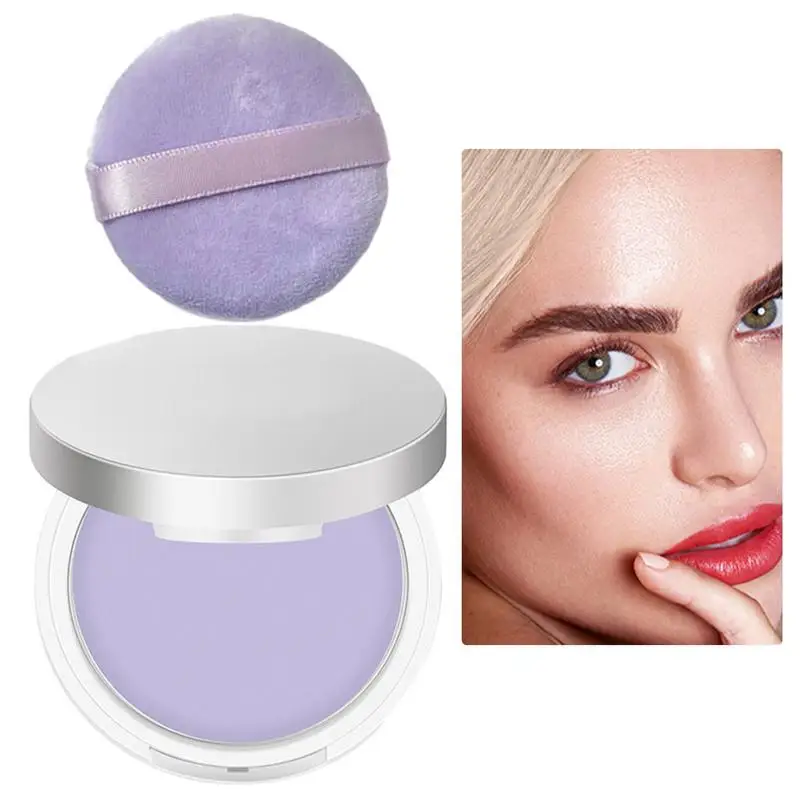 Lavender Concealer Pressed Powder Face Setting Powder Compact Oil-Control Matte Smooth Finish Full Coverage Foundation Makeup ﻿