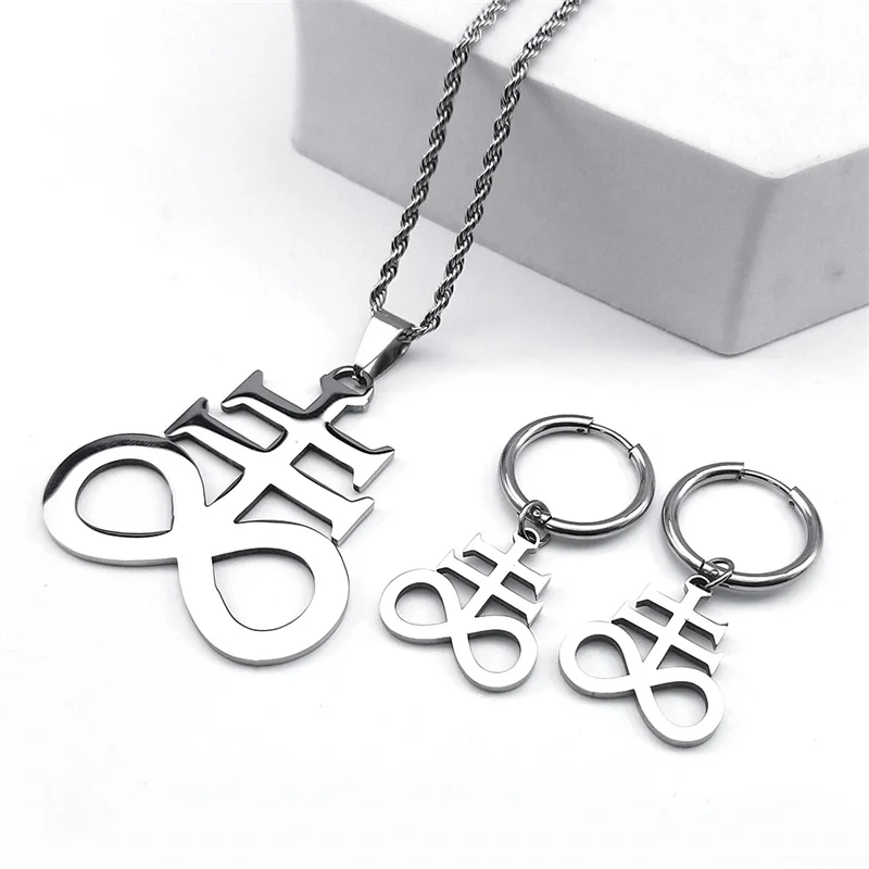 Women's Stainless Steel Satan Cross Jewelry Set