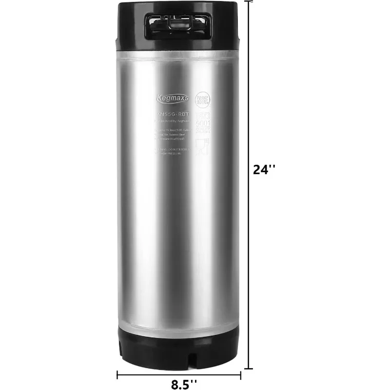 New 5 Gallon Ball Lock Keg, Stainless Steel Beer Keg with Dual Rubber Handle for Home Brew- 2 Pack