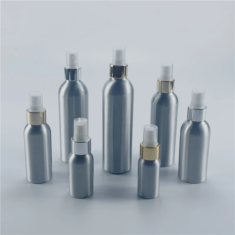 

30ML-250ML X 25 Gold Silver Collar Spray Pump Aluminum Bottles Sprayer Containers Hairdressing Water Sprayer Hair Styling Tool