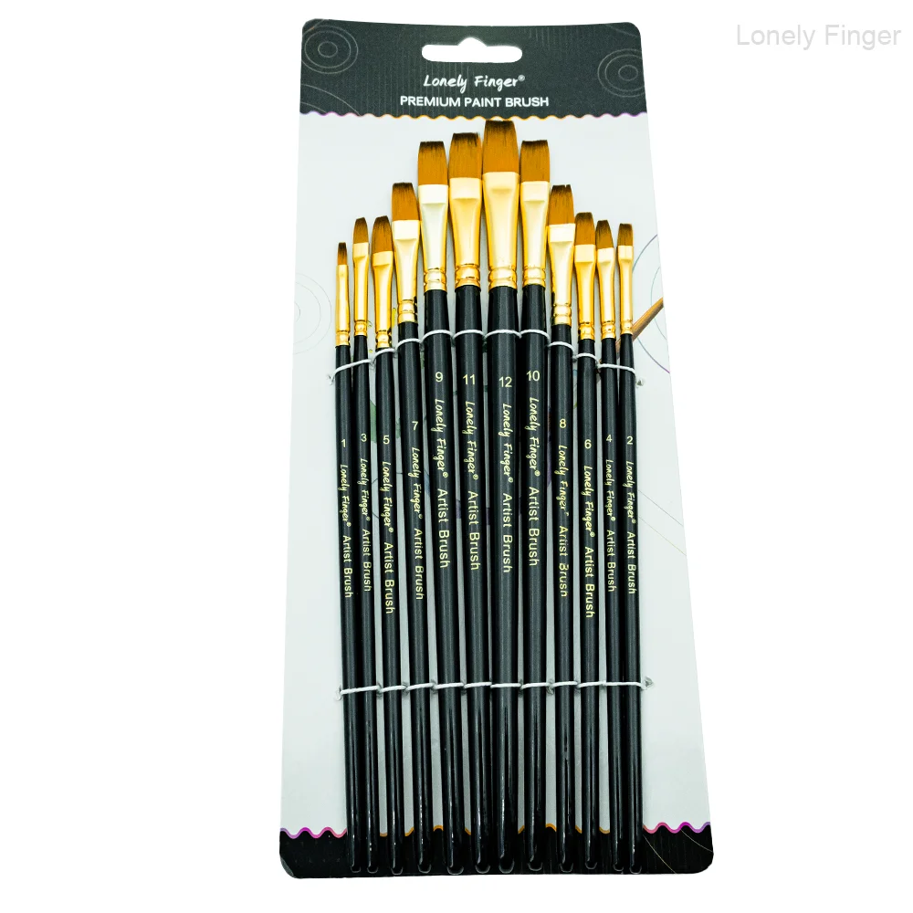 

12Pcs Flat Paint Brushes for Watercolor, Oil Painting, Acrylic,Oil Paint and Body Painting Crafts, Rock Painting