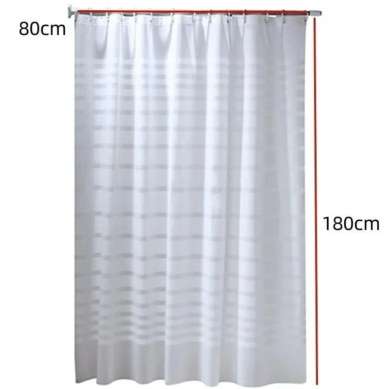 Plastic Waterproof Shower Curtain Transparent White Stripe Bathroom Curtain Luxury Bath Curtain