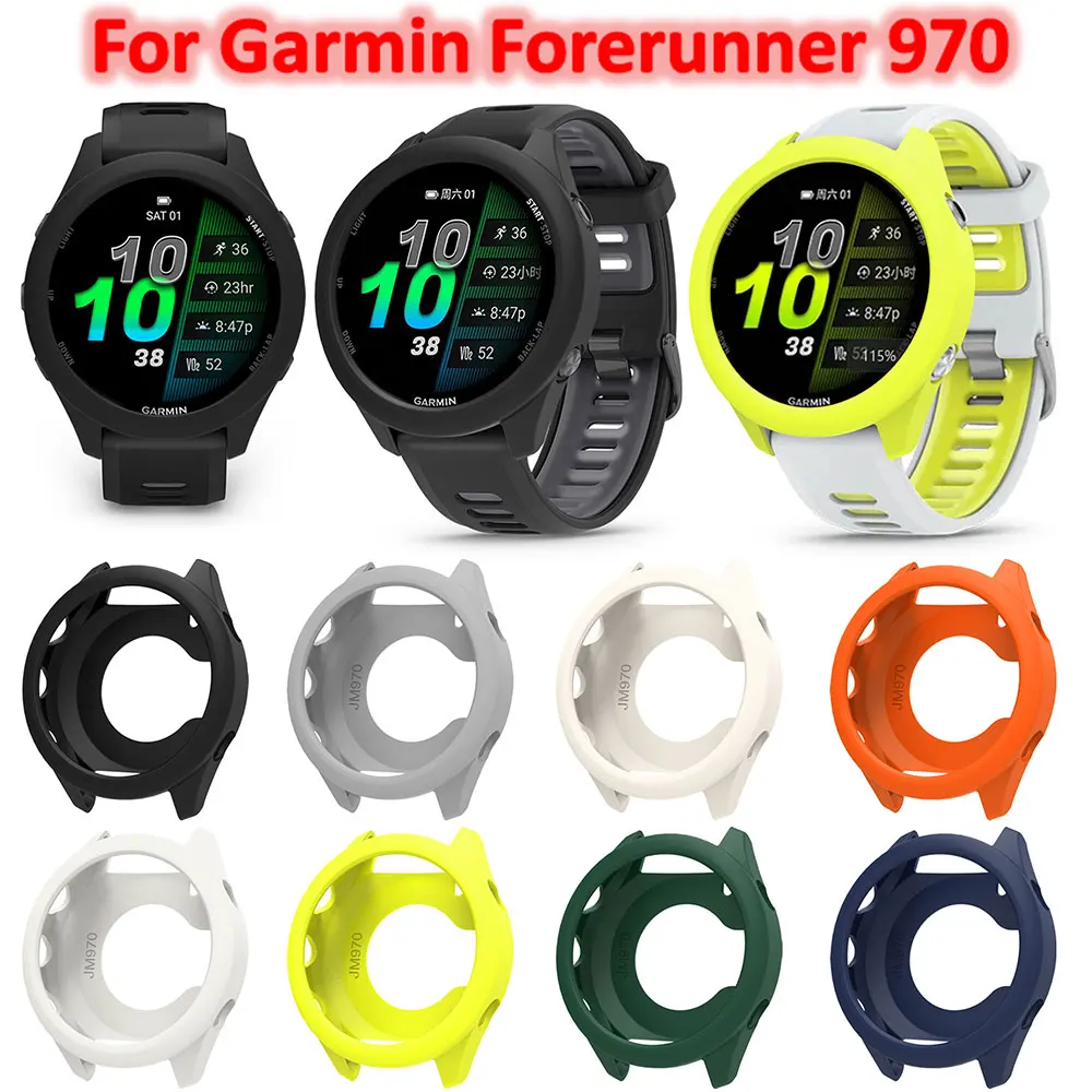 Silicone Case For Garmin Forerunner 970 Anti-Scratch Screen Protector Shell Bumper Protective Cover For Forerunner 970 Accessory