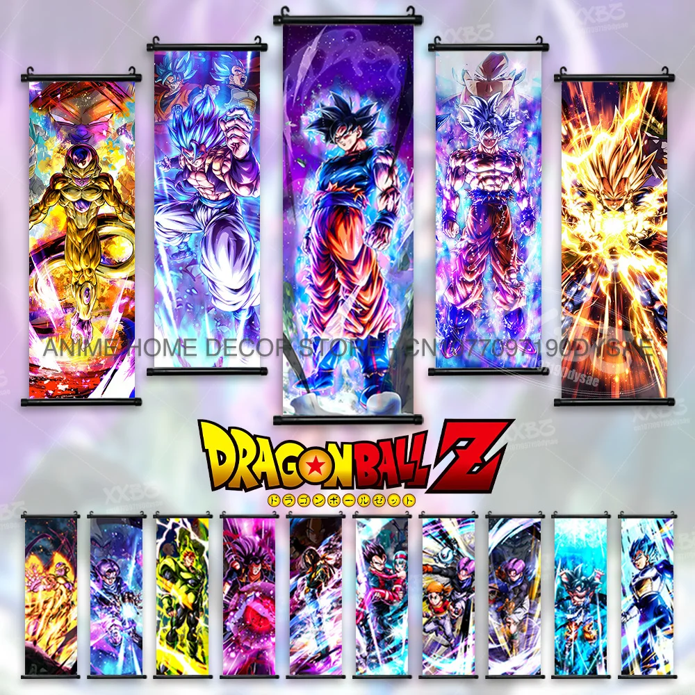 

Dragon Ball Posters Anime Figures Wall Art Frieza Home Decor VegetaIII Scrolls Picture Goku Hanging Painting Son Gohan Wallpaper