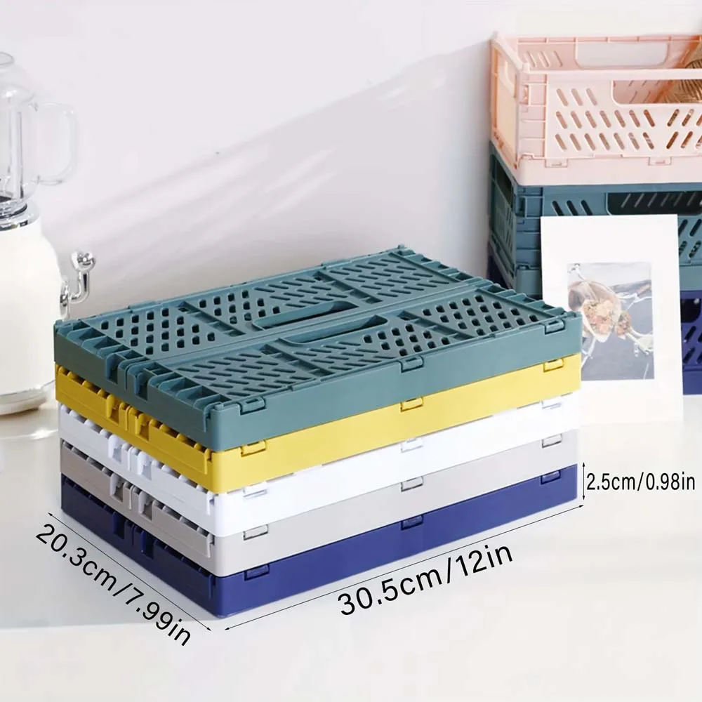 صندوق تخزين بلاستيكي قابل للطي، سلة قابلة للطي، قابلة للتكديس، مكياج، مجوهرات، صناديق ألعاب، منظم صندوق تخزين، قطعة واحدة