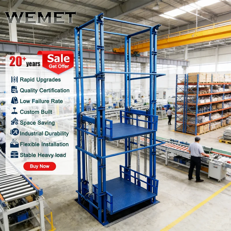 HCYCustomized Industrial Warehouse Hydraulic Vertical Guide Rail Cargo Ladder Goods Lift Platform Freight Elevator High Strength