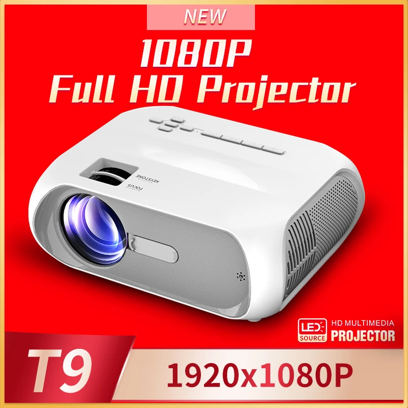 Proyector LJD-T9 modelo básico, dispositivo con resolución física de 1080P, 2500 lúmenes, ventilador silencioso de alto brillo