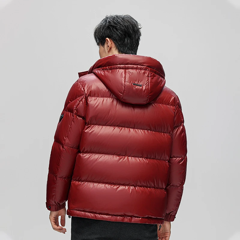 Jaqueta casual com capuz Puffer masculina, casacos grossos de inverno quente, jaquetas brancas de pato puffer, Parkas de alta qualidade, streetwear frio