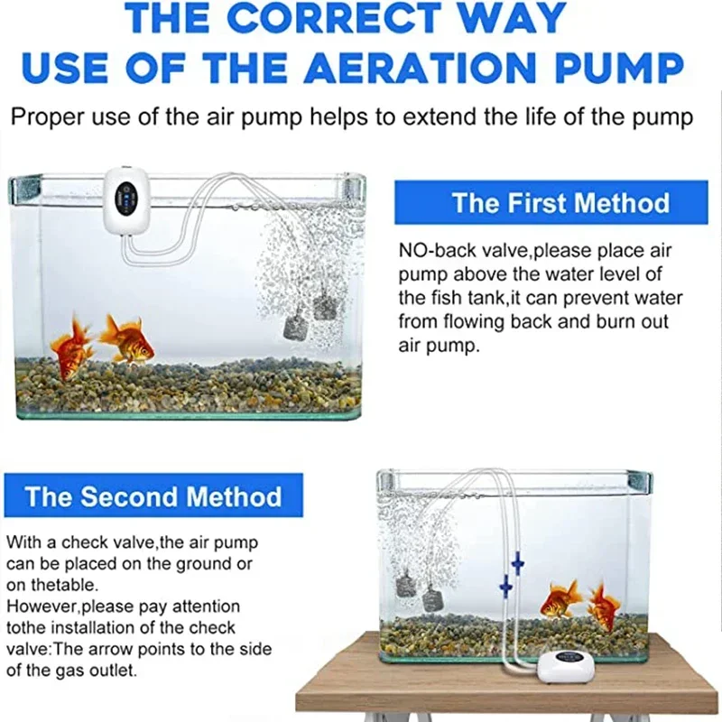 Aquarium Oxygen Air Pump 4800mAh Ultra Silent Indoor Outdoor Fishing Compressor Fish Tank Small Portable Exhaust USB Charging