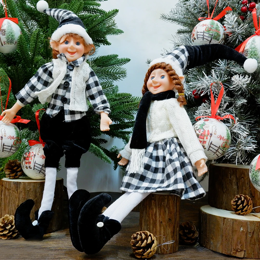 2 Pcs Christmas Elf Couple Doll Decoration Home Christmas Tree Decor Pendant Ornaments Elves Gorgeous Toy New Year Navidad Natal