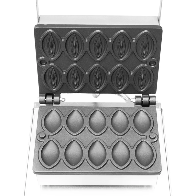 Commercial 10 PCS Hot Dog Baker,Abalone Shape Waffle machine,Female Pussy Grill Baker,Non Stick Stainless Steel,Fun Snacks