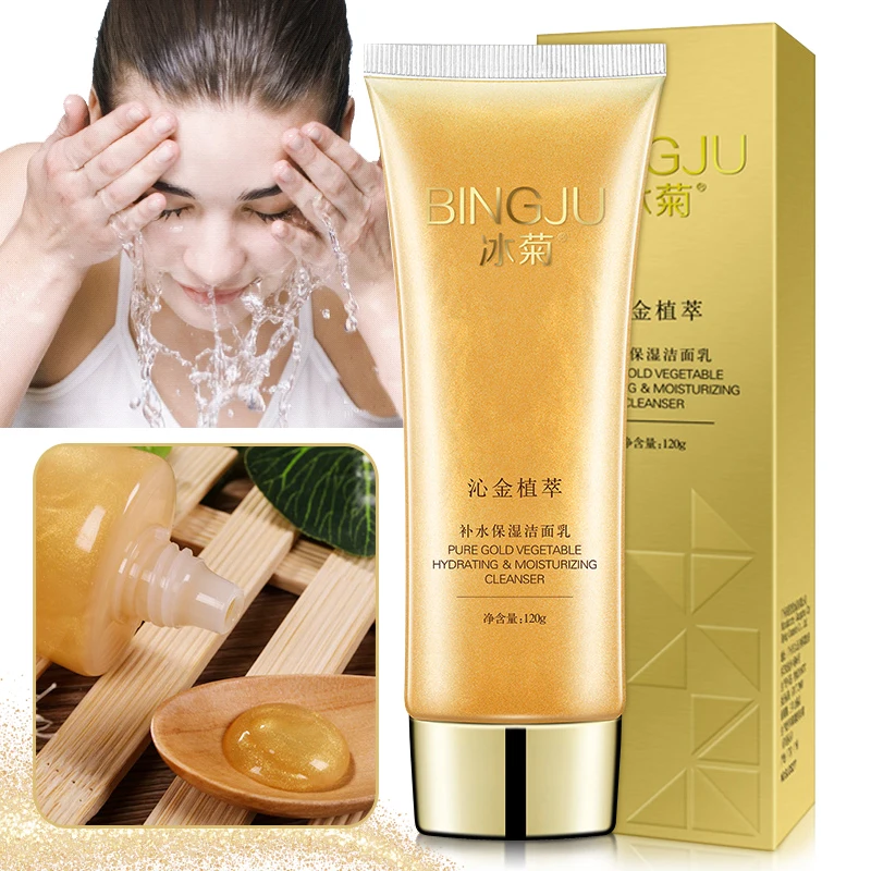 Goud Aloë Bubble Hydraterende Facial Cleanser Pore Gezicht Huidverzorging Wassen Product Anti Aging Rimpel Behandeling Reiniging 120G