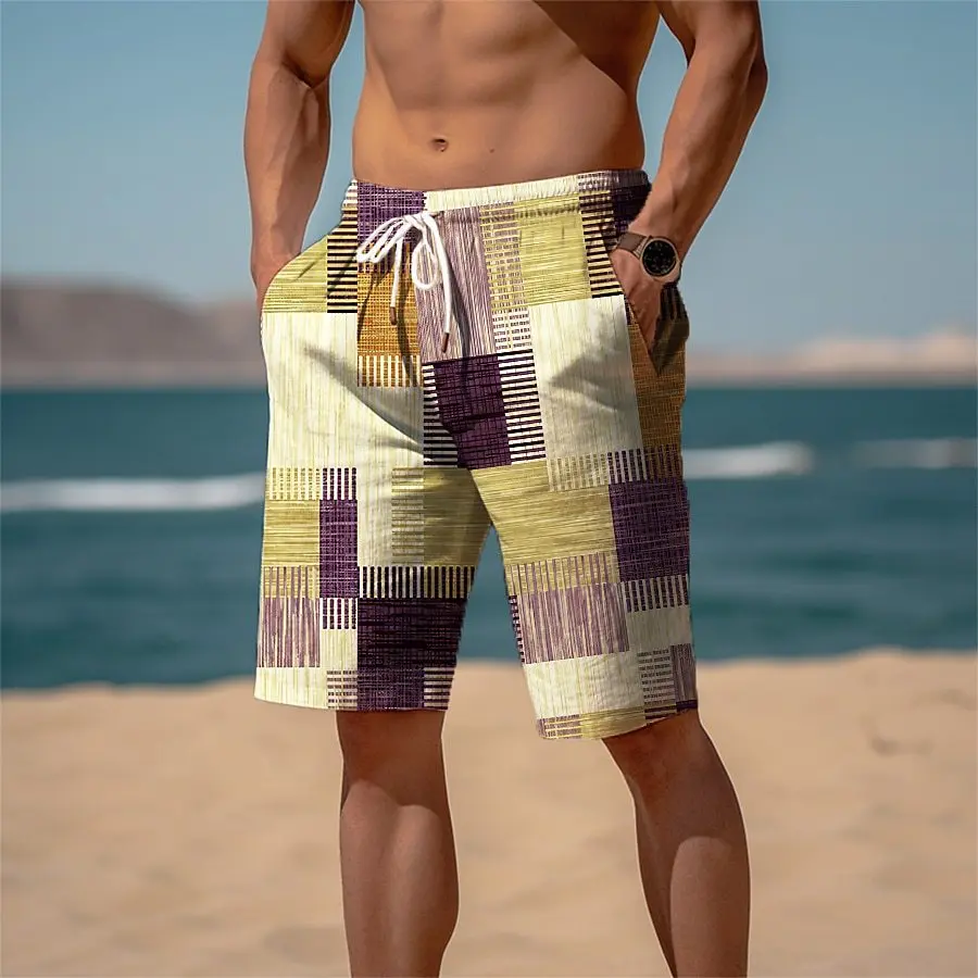

Fashion Style 3D Printed 2024 Summer Breathable Hawaiian Beach Pants Plaid Pattern Men's Shorts Shorts for Men Gym Hot Shorts
