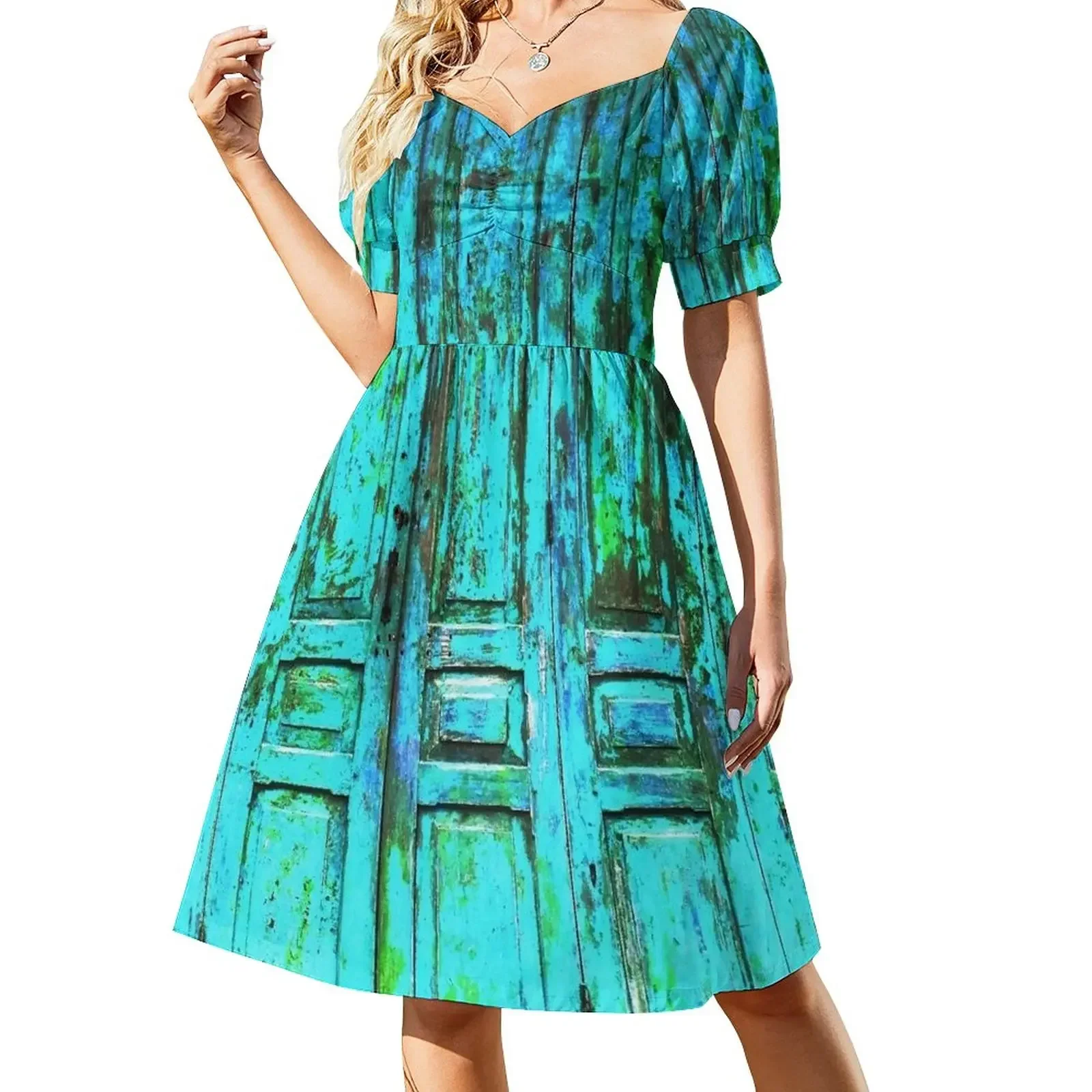 Turquoise Doors Sleeveless Dress Dresses dress party dresses woman Dress