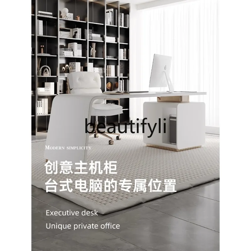 Mesa moderna de luxo leve, mesa de estudo, computador, sela doméstica, bancada de trabalho de couro