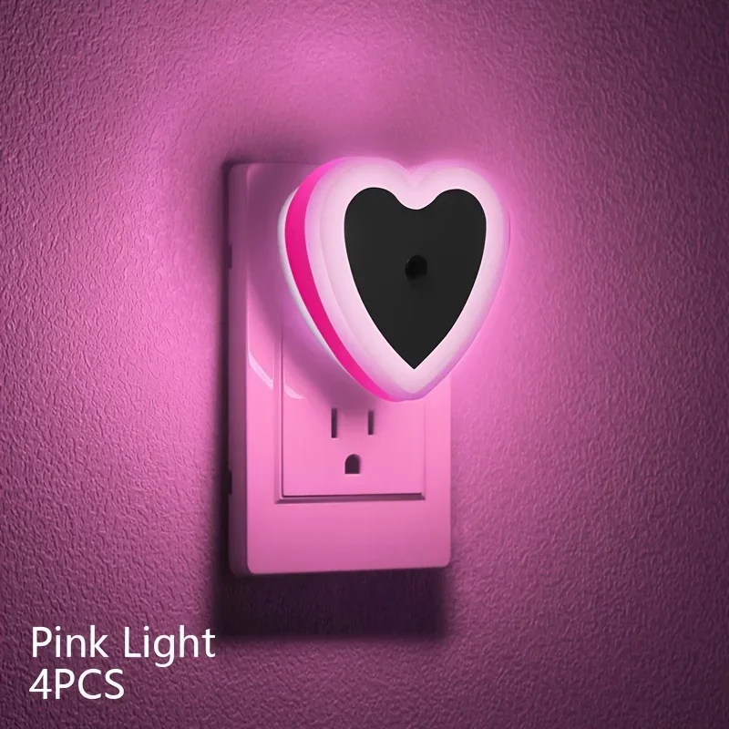 LED Mini Night Light EU/US Plug Light Sensor Heart Shape Nights Lamp For Kid's Room Bedroom Bedside Aisle Corridor 110V 240V