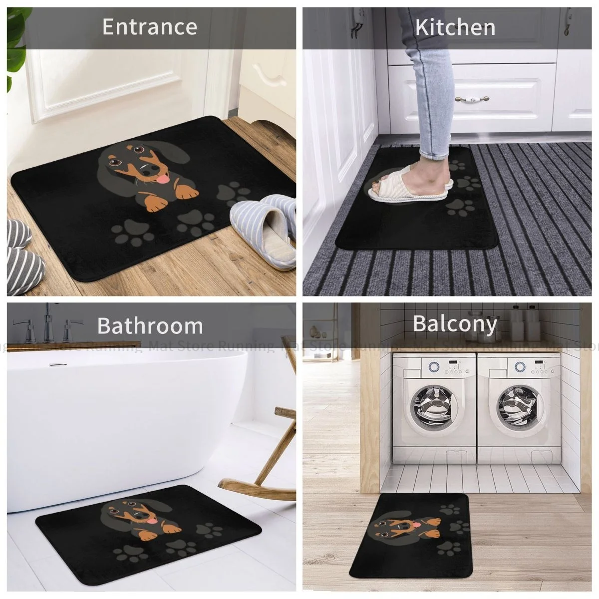 Non-slip Doormat Kitchen Mat Dachshund Sausage Dog And Paw Print Hallway Carpet Welcome Rug Bedroom Decor