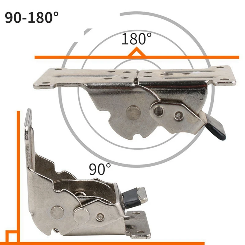 6PCS 0-90-180 Degree Self-Locking Folding Hinge Table Legs Silver Folding Coffee Table Furniture Hardware Cabinet Hinge