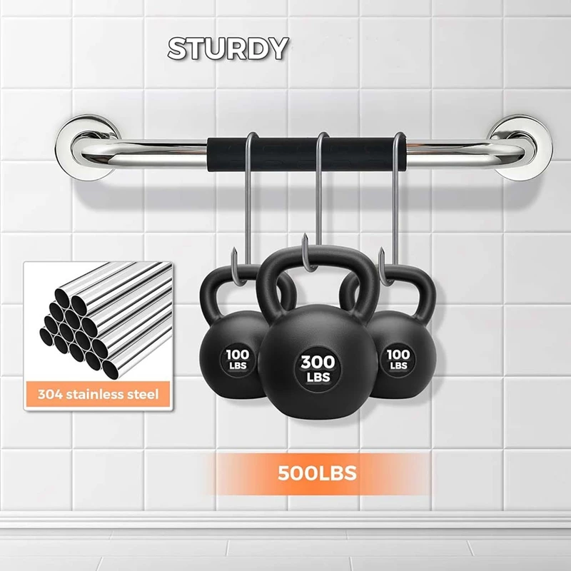 

Grab Bars for Shower,2 Pack 16 Inch Anti-Slip Shower Handle with Rubber Grip, Handicap Grab Bars for Elderly for Wall-AB09