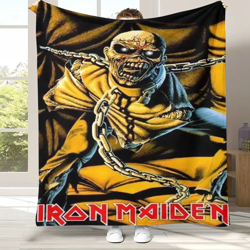 Eddie I-Iron M-Maiden Cartoon Sign Flannel Throw Blanket,Cozy Warm Blanket for Bed,Sofa,Living Room,Picnic,Camping,Home Décor