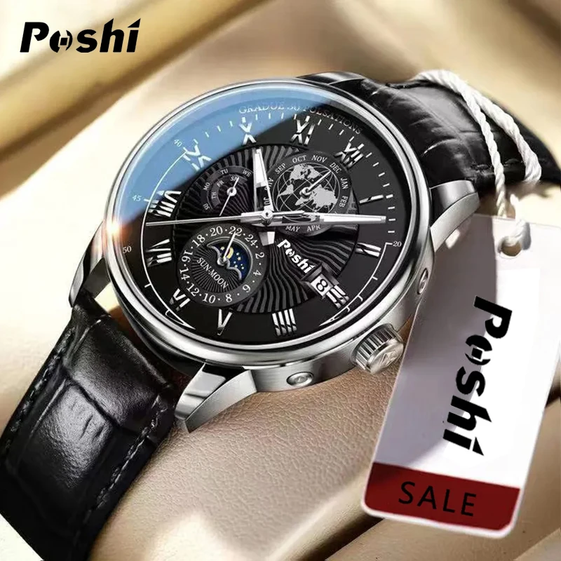 Fashion Quartz Watch for Man Luxury Leather Strap Sport Watches Casual Men\'s Wristwatch with Date Luminous Hands Free Shipping