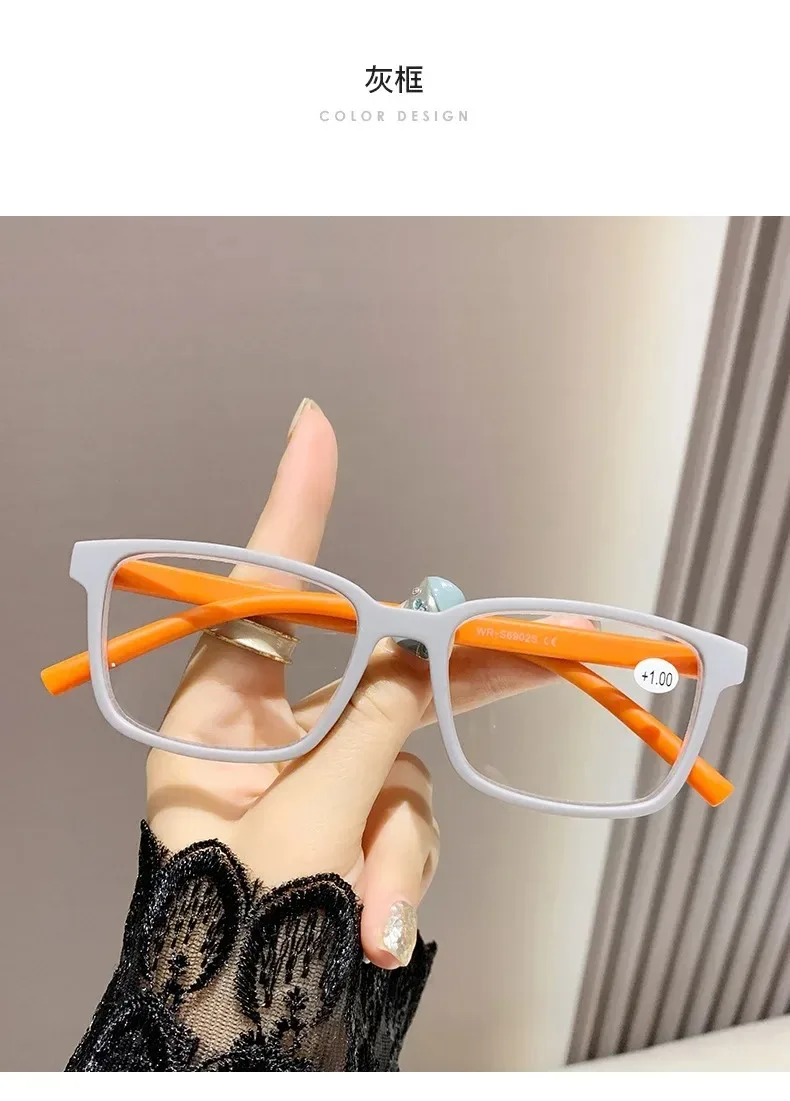 Übergroße quadratische Lesebrille für Damen, blaues Licht blockierend, großer Rahmen, hochwertige Presbyopie-Brille, Dioptrien 0 ~ + 3,5 Gafas – Detail 5