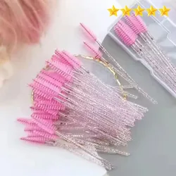 【Hot sales】50pcs Crystal Rod Mascara Brush Grafting Eyelash Comb Makeup Brush Eyebrow Brush Nylon Portable Mascara Brush