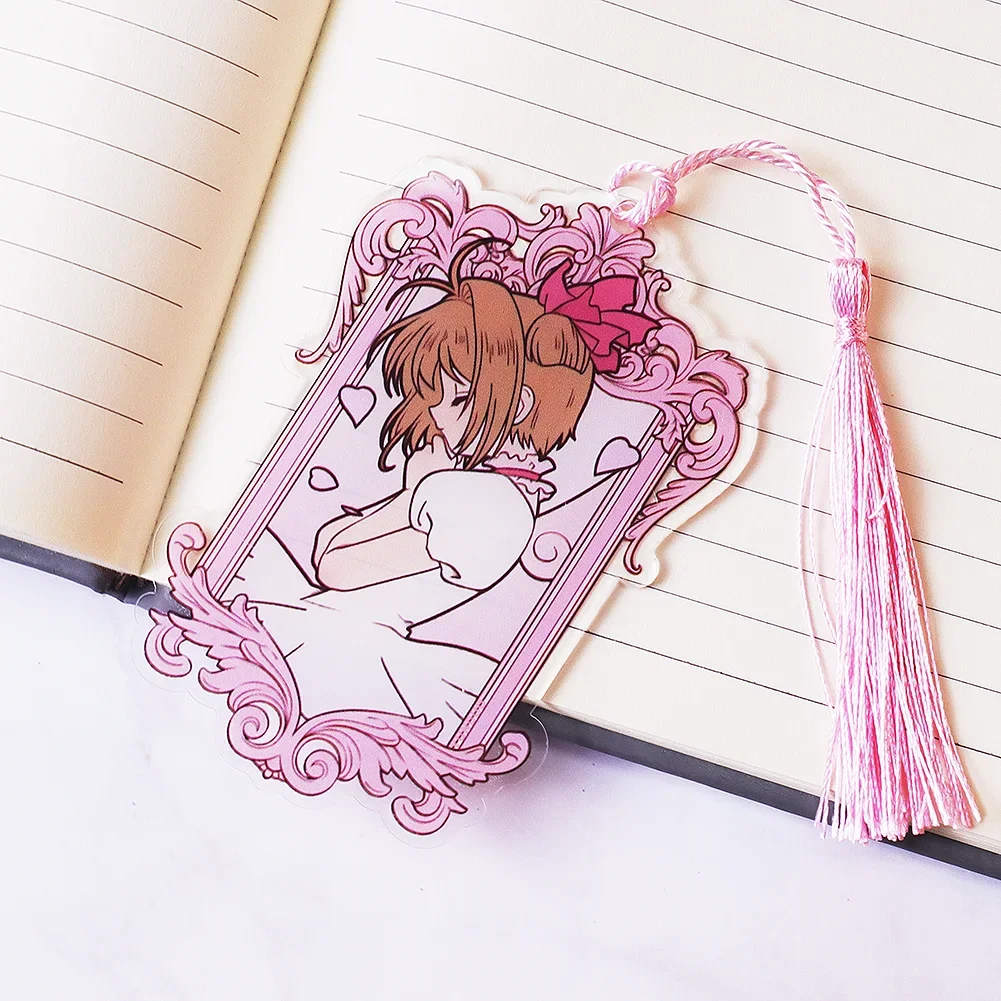 Pink cute  Cardcaptor Sakura Tassel graphic acrylic bookmark creative room party decoration pendant card collection gift