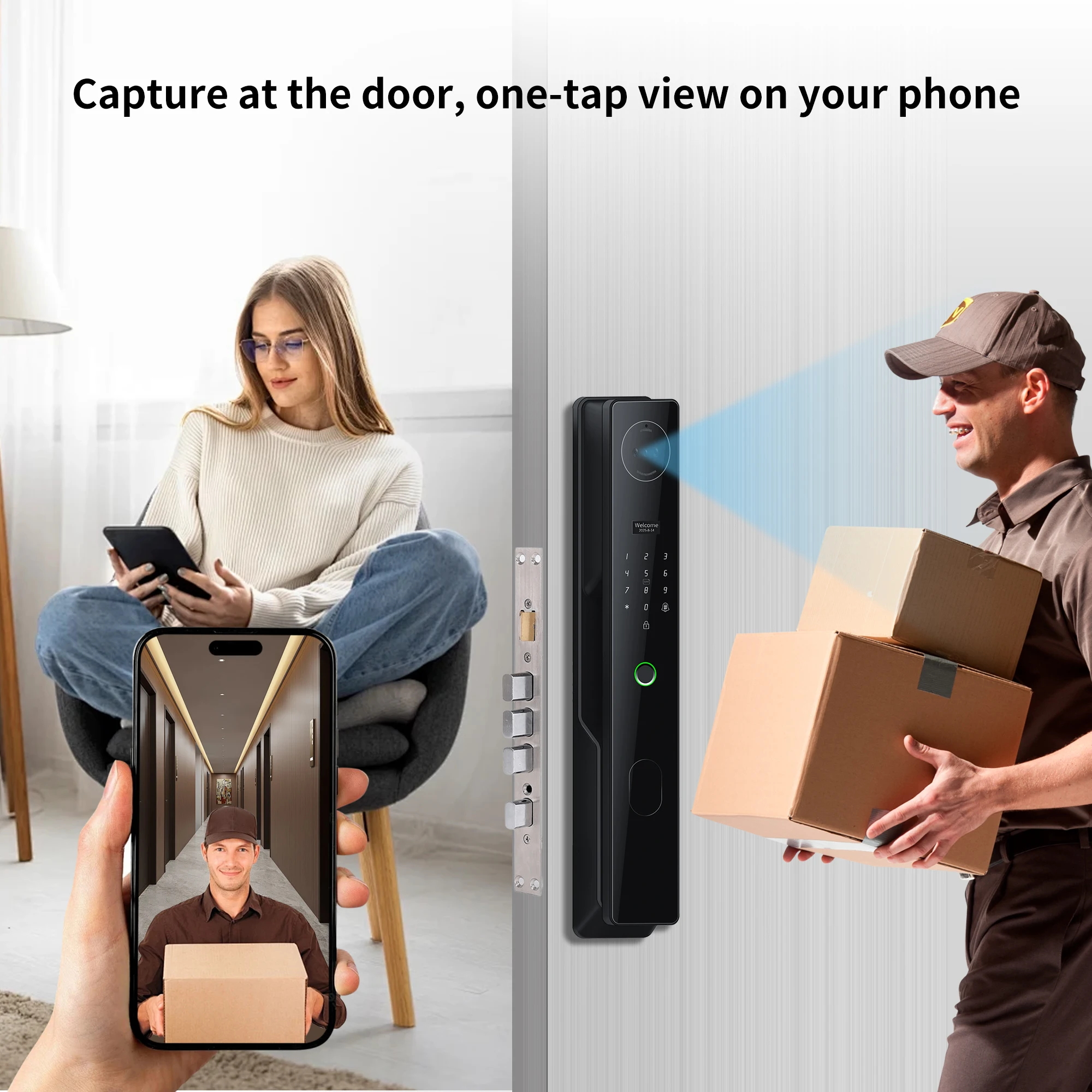 Bluelock 3D顔認証スマートロック、指紋認証、Tuy - Video Door Lock With Camera Peephole のレビューと価格