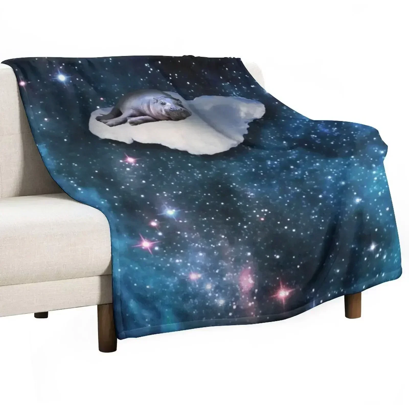 Hippo Heaven Throw Blanket Durable Warm Blanket for Daily Home Use