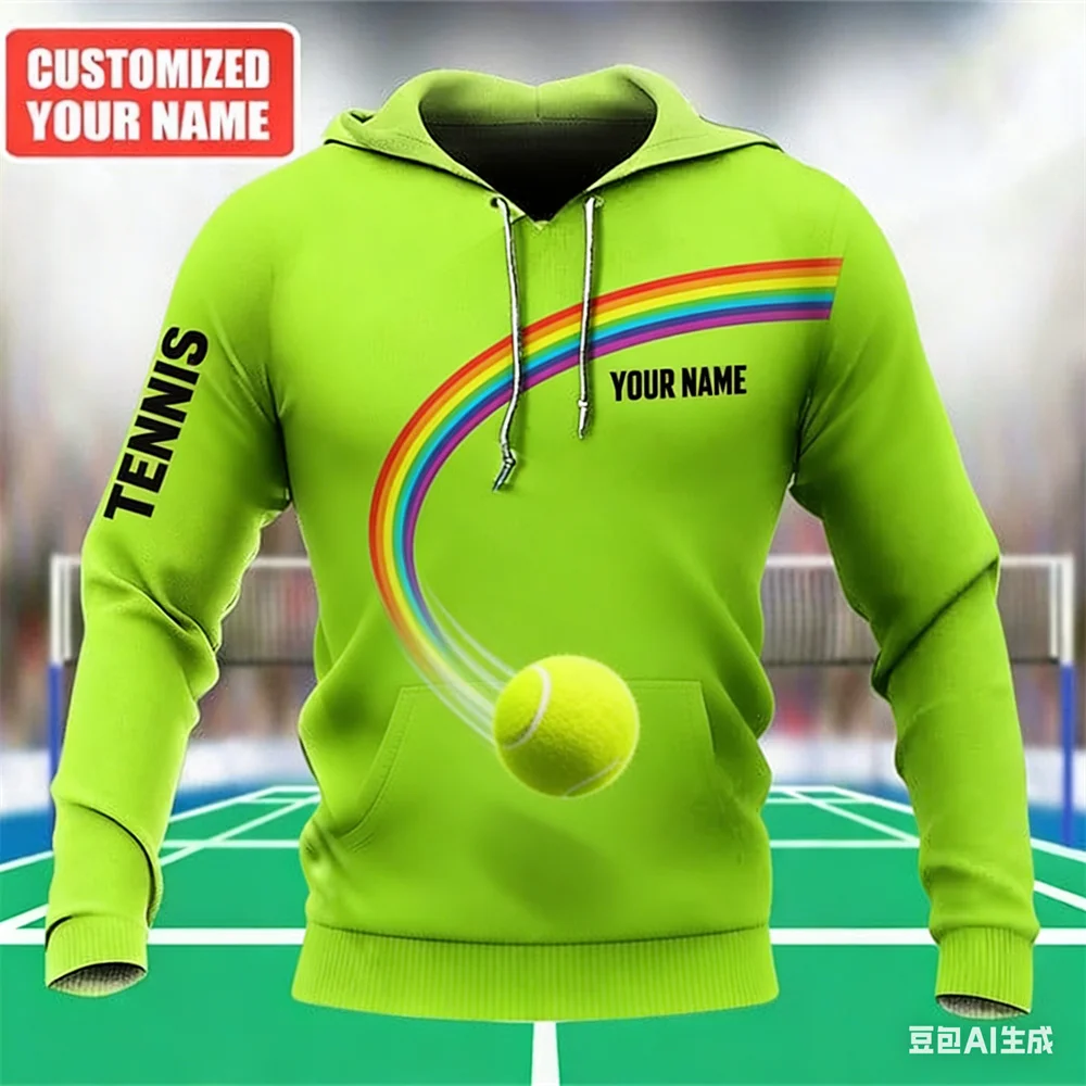 

Tennis Sport Hoodie Men's Clothing Long Sleeve Oversized Breathable Pullover Sweatshirt 3D Print Personality Fashion Hoodies top