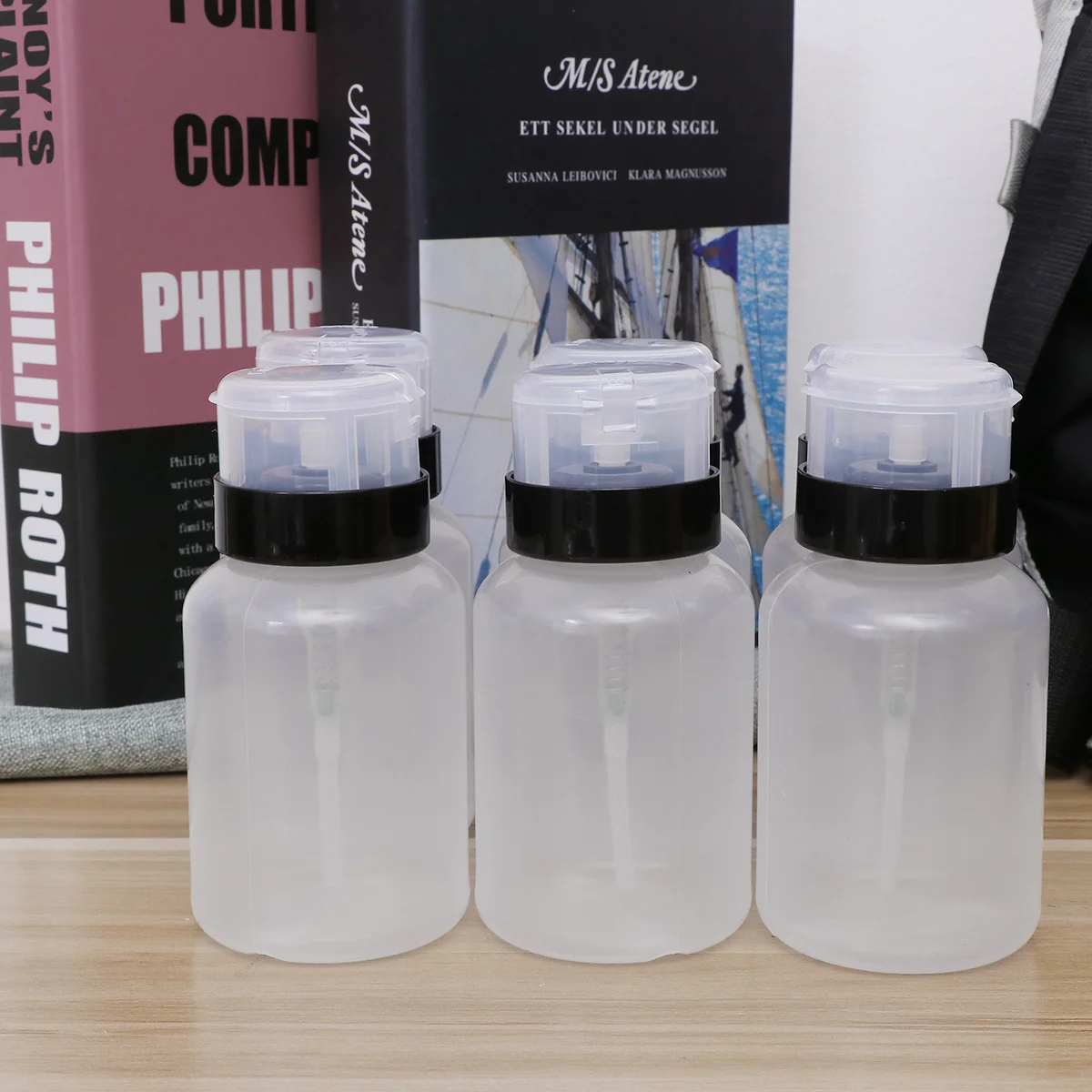 6Pcs 250Ml Empty Pressing Bottle for Nail Polish Remover Reusable Liquid Dispenser Pump Bottle for Cosmetics Nail Art Tools