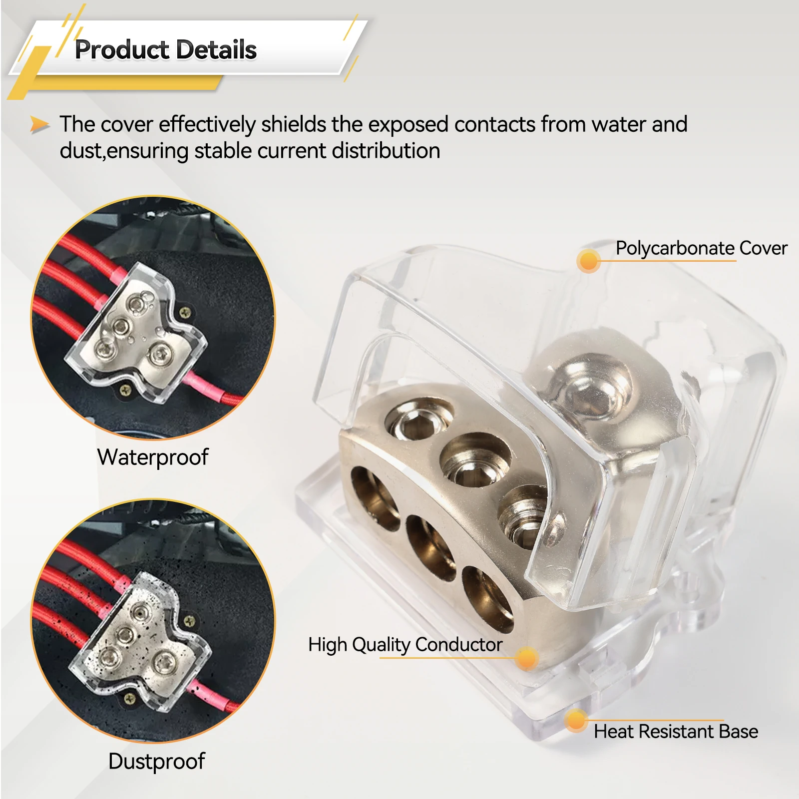 3 Way Power Distribution Block 1x 0 Gauge AWG in 3x 4 Gauge AWG Out for Boat Vehicles Car Audio Amplifier Splitter Accessories