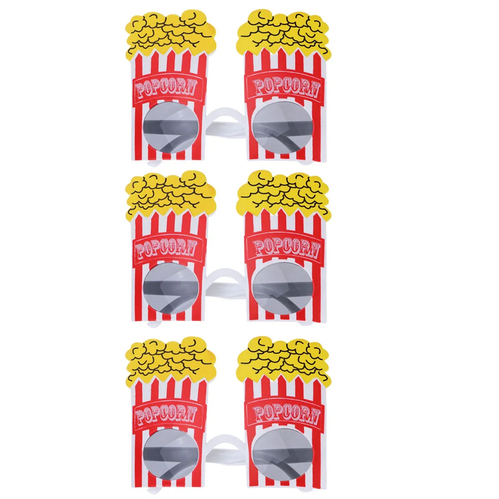 

3 Pcs Popcorn Shaped Glasses Hawaiian Party Supplies Decorations Christmas Photo Frames Beach Plastic Themed Eyeglasses