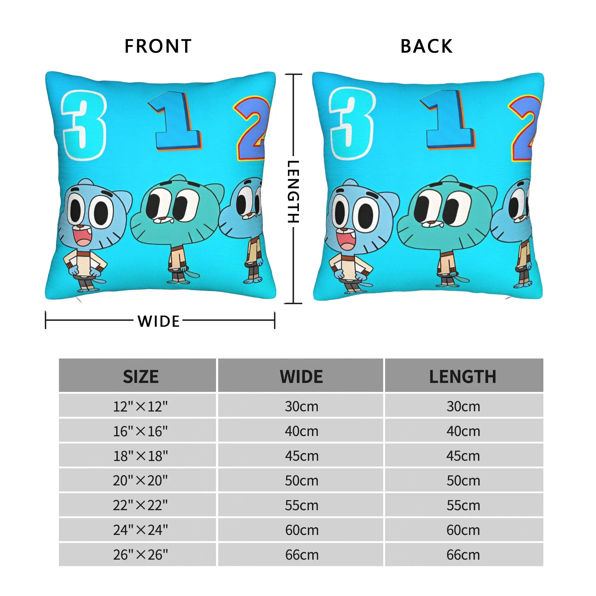 Gumball Gum Ball Watterson Amazing Cartoon  Pillowcases  Vintage Pillow Case For Sofa Couch Bed Living Room Comfy Pillow Cover