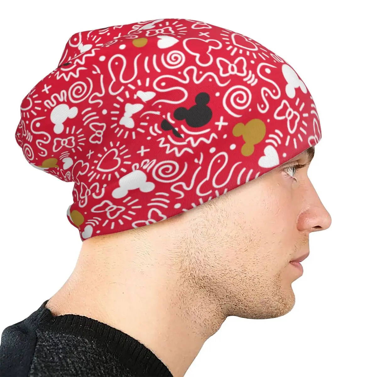 ミッキーミニーマウス落書きボンネット帽子クールストリートスカリービーニー帽子男性女性用春多機能キャップ
