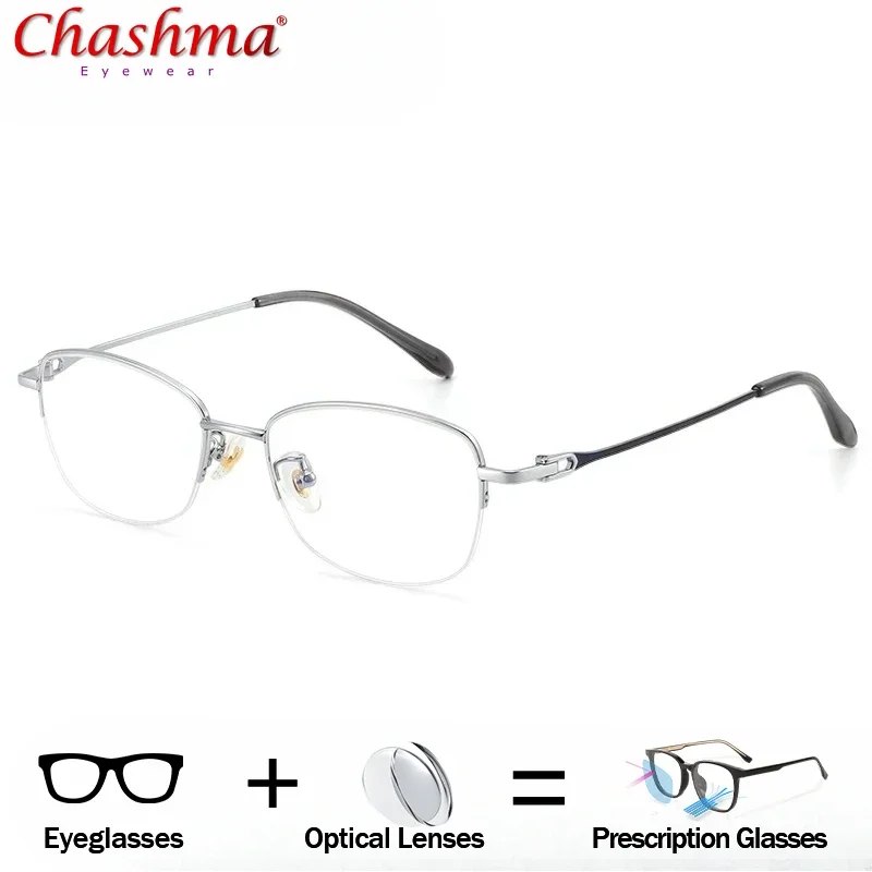 

New Fashion Design Titanium Half-Frame Optical Eyewear Prescription Glasses Women HD Clear Lenses Myopia Hyperopia Progressive