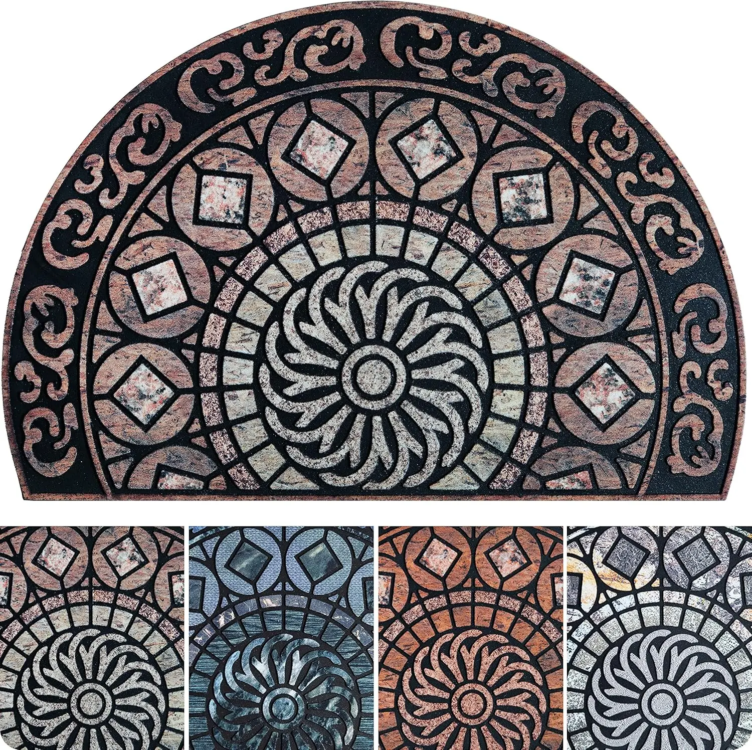 Welcome in Style Front Door Mat - Low Pile Front Door Mat Outside Entrance - Muddy Dirt Trapping Welcome Matt Outdoor - Rubbe