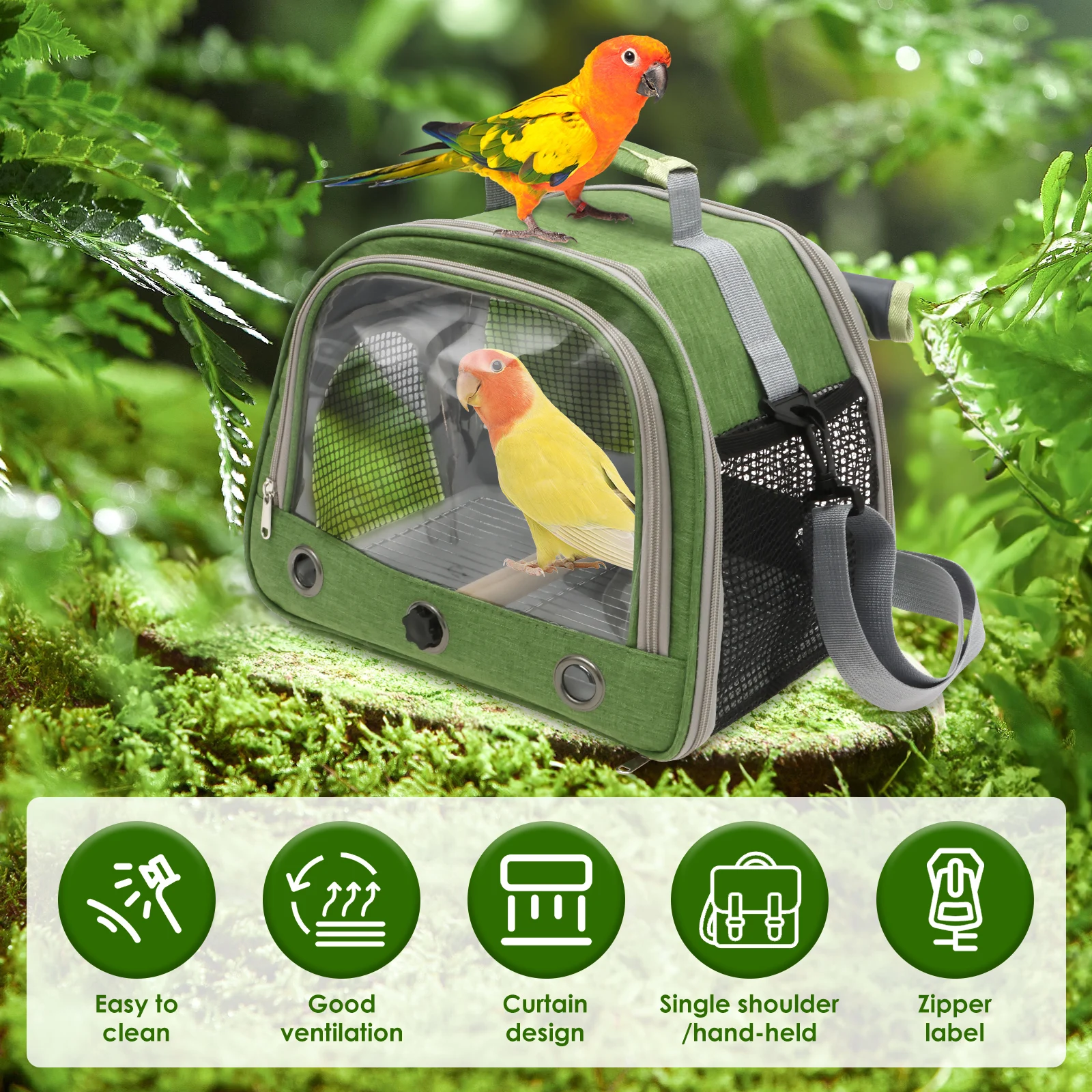 for Portable Bird Travel Bag Oxford Cloth Bird Carrier ParrotCage with Tray and Clear Window Travel Bird Raising Supplies