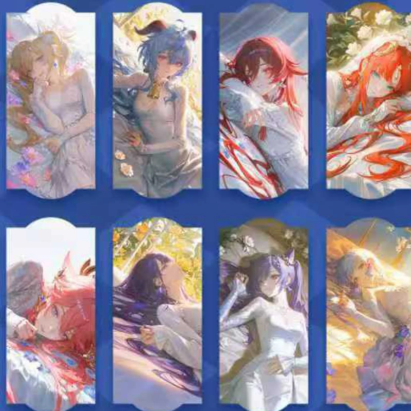 KAOKA Genshin Impact Four Fold Cards Collectible Pull Tab Set 300 Characters Art Gold Foil Stamping Embossed Display Anime