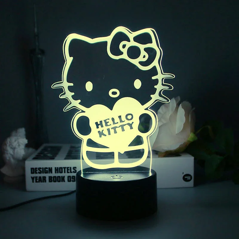 Kawaii Cinnamoroll Kuromi Night Light Table Lamp Hello Kitty My Melody Desktop Decor Led Anime Bedroom Bedside Lamp