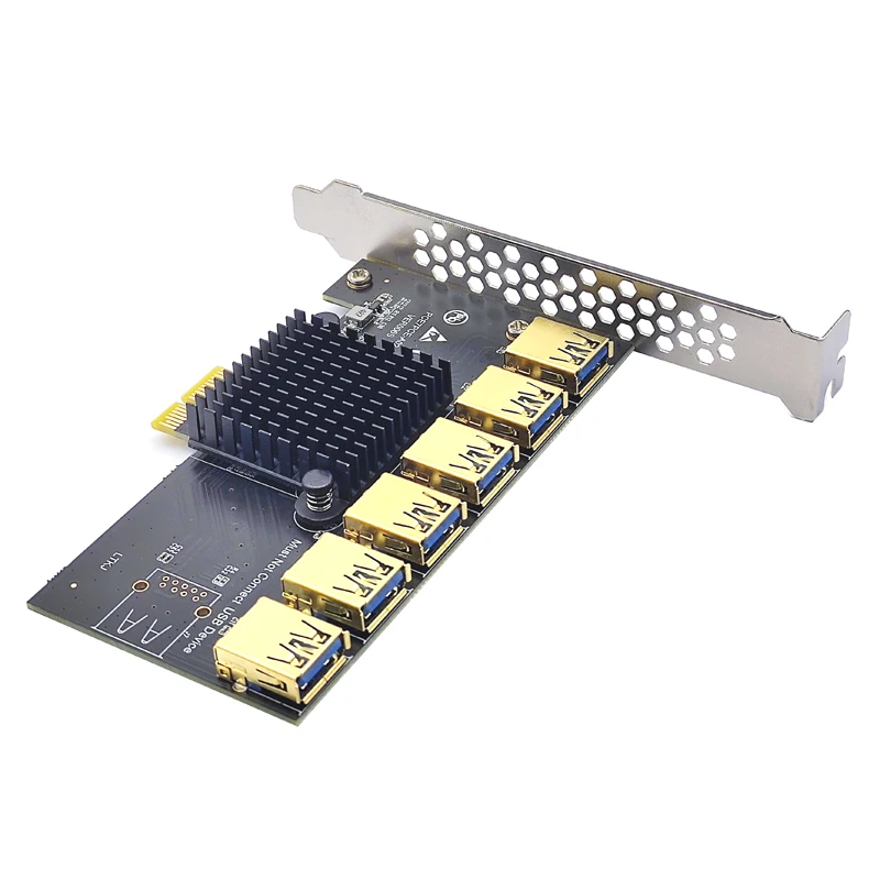 Multiplicador PCI Express PCIE 1 a 6 USB3.0 Riser Card para PCI Express X16 Riser Graphic Card ETH Bitcoin Miner Mining tarjeta adicional