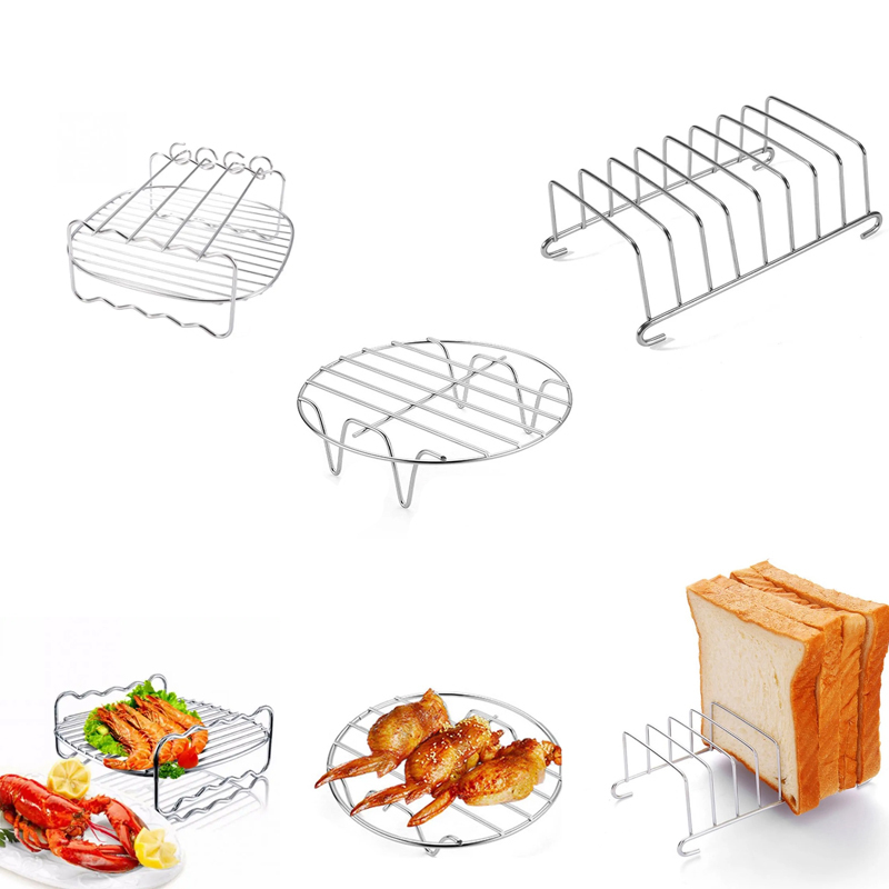 Air Fryer Rack Bread Rack Digester Multipurpose Stainless Steel Holder Cross Wire Grill Cookware BBQ Steamer Roasting Kitchen
