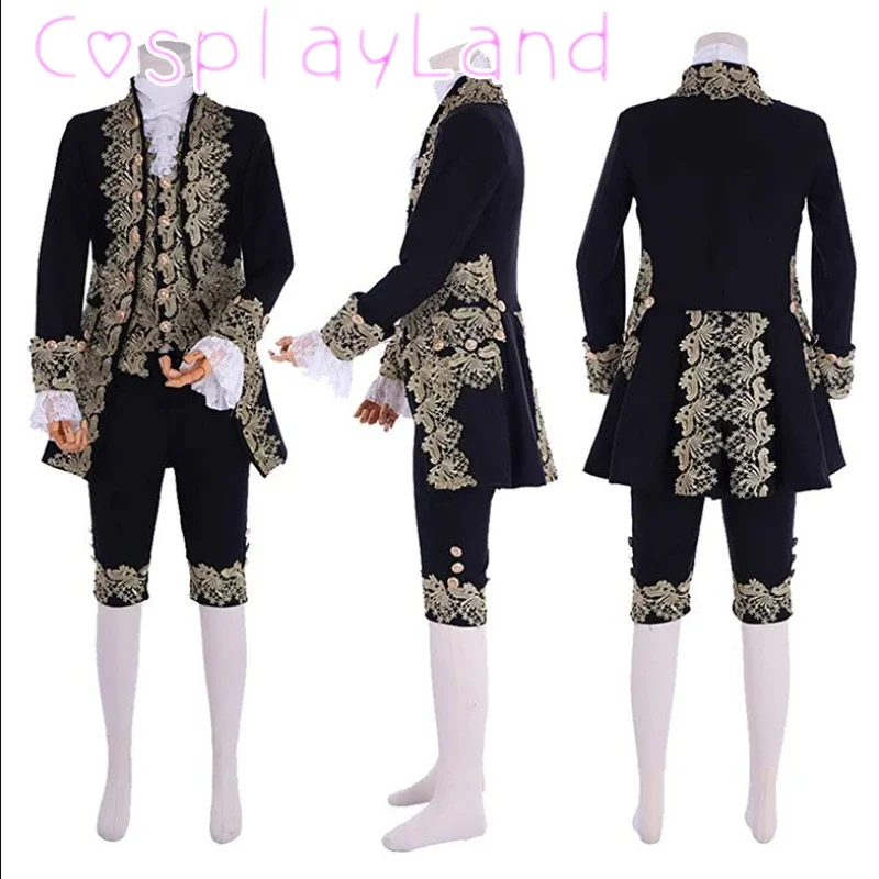 Disfraz victoriano para hombre, uniforme Medieval rococó, chaqueta, chaleco, pantalones, disfraz de Príncipe, disfraz de Halloween de moda de talla grande