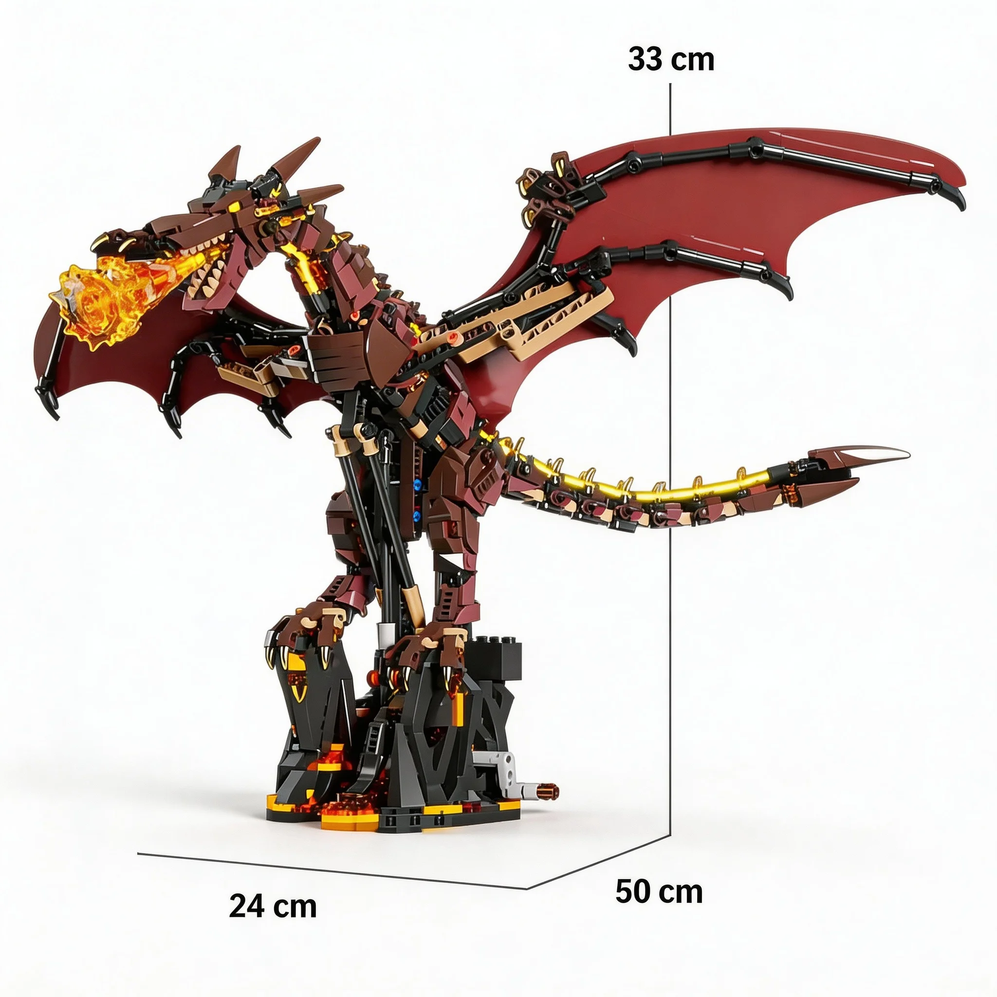 

Набор строительных блоков «Огненный дракон» из 1439 деталей, большая модель дракона-меха 33 см, коллекционная игрушка для детей и взрослых, креативный подарок