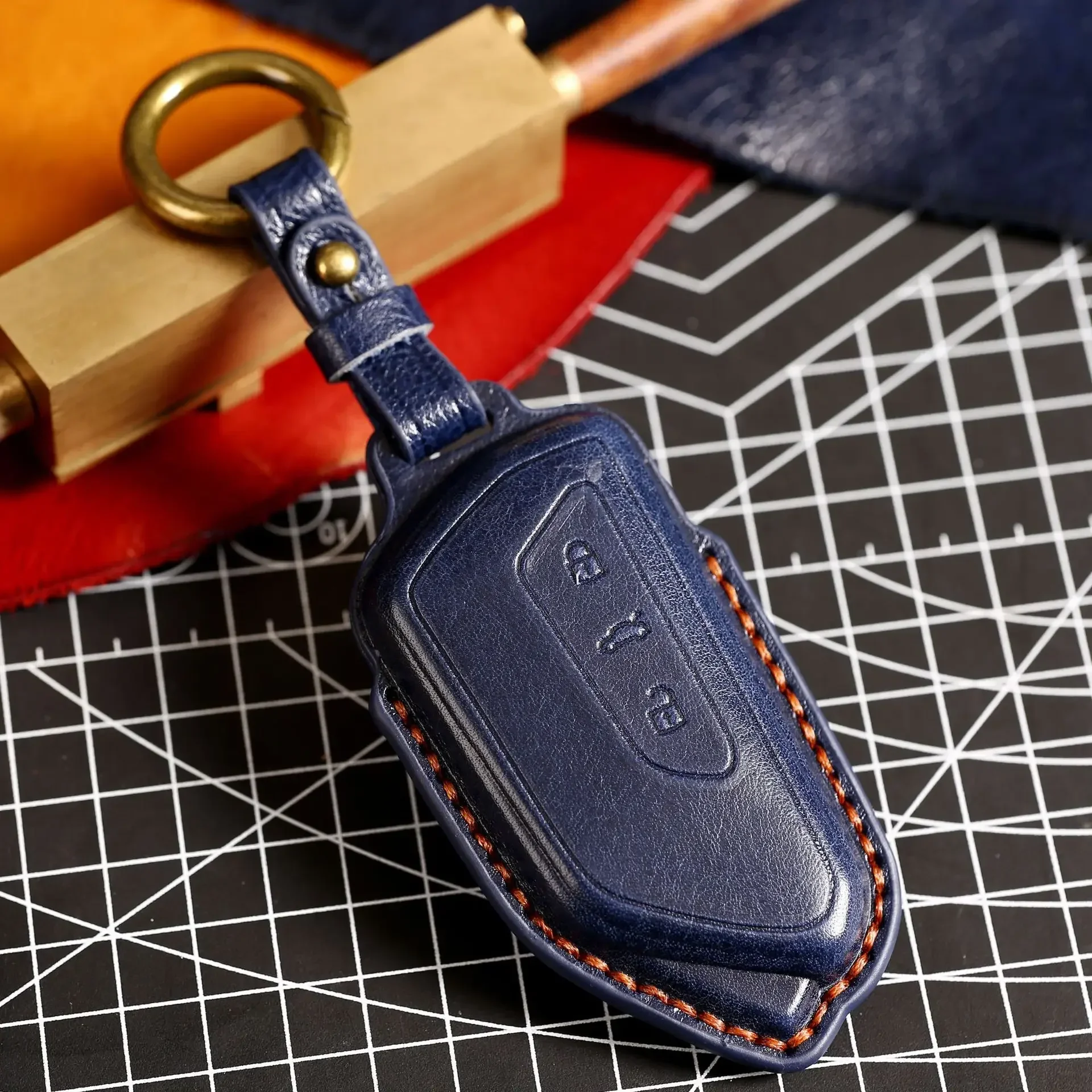 Leather Handmade Car key case For Skoda SEAT VW Golf 8 Mk8 3 BNT Key Fob Genuine Leather Case Cover Keyring Shell Bag
