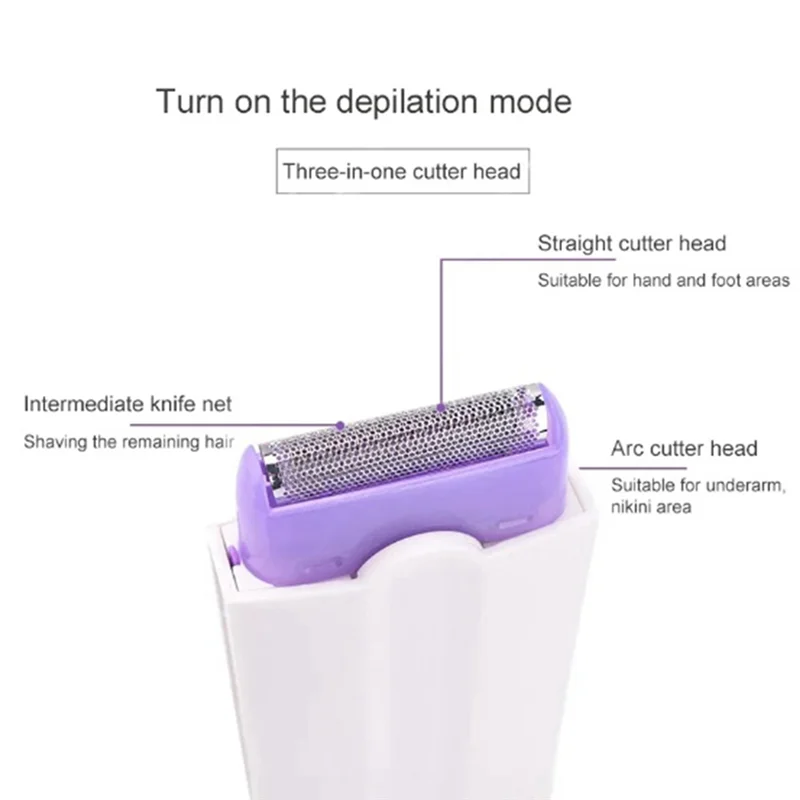 

USB Rechargeable Women Epilator Portable Body Hair Shaver Rotary Face Leg Bikini Lip Depilator Hair Remover 1Set US Plug